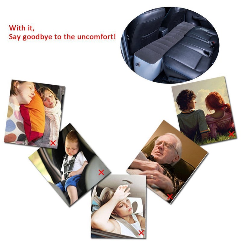 FMS Car Travel Inflatable Mattress Back Seat Gap Pad Mattress Air Bed Cushion Camping Air Couch (Gray) - Image 5